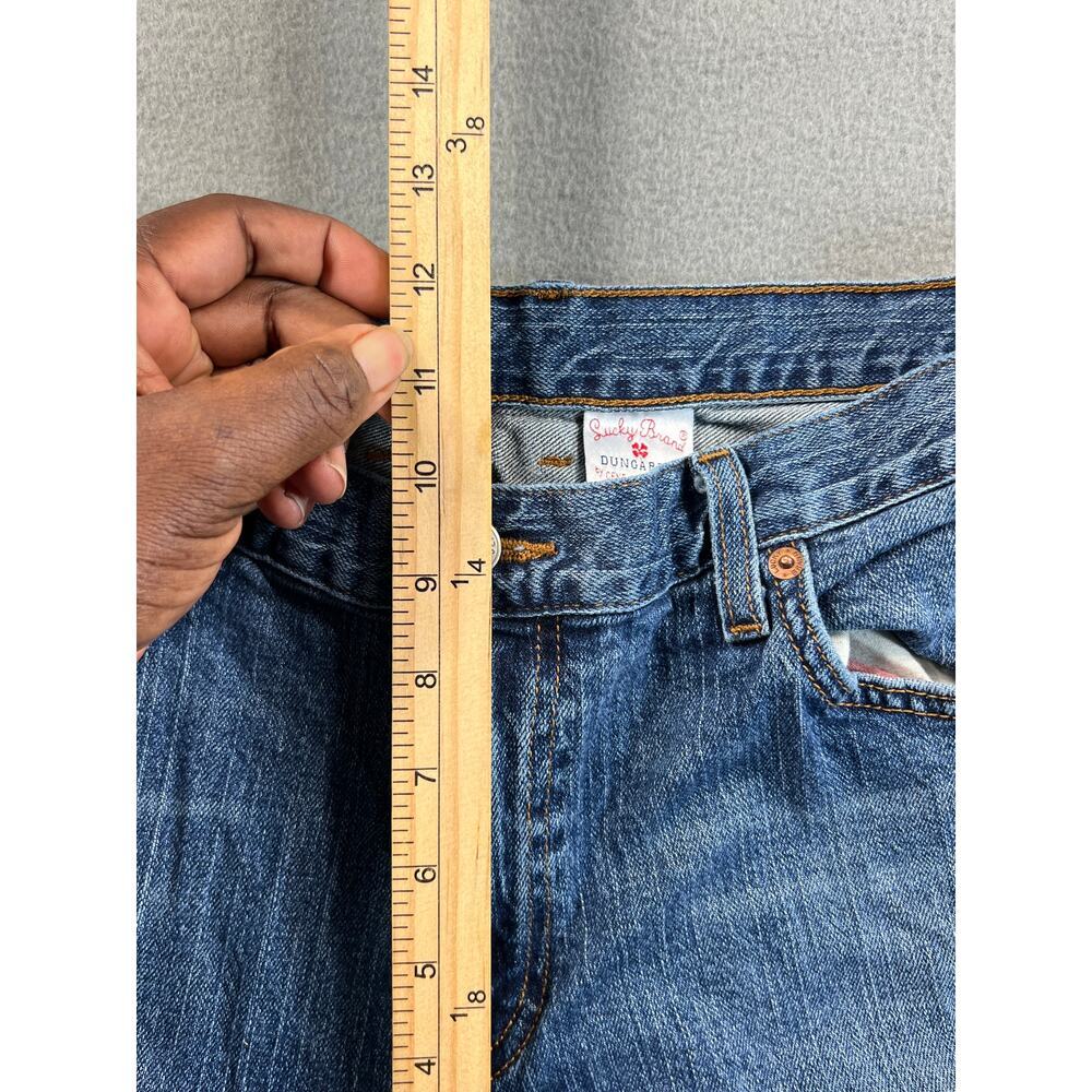 Lucky Brand Dungarees Jeans 33x30 Blue Distressed Bootcut Y2K Style - Picture 8 of 8
